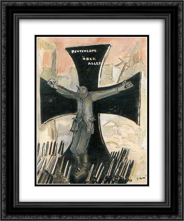 The end of a pirate of the twentieth century 20x24 Black Ornate Wood Framed Art Print Poster with Double Matting by Sironi, Mario
