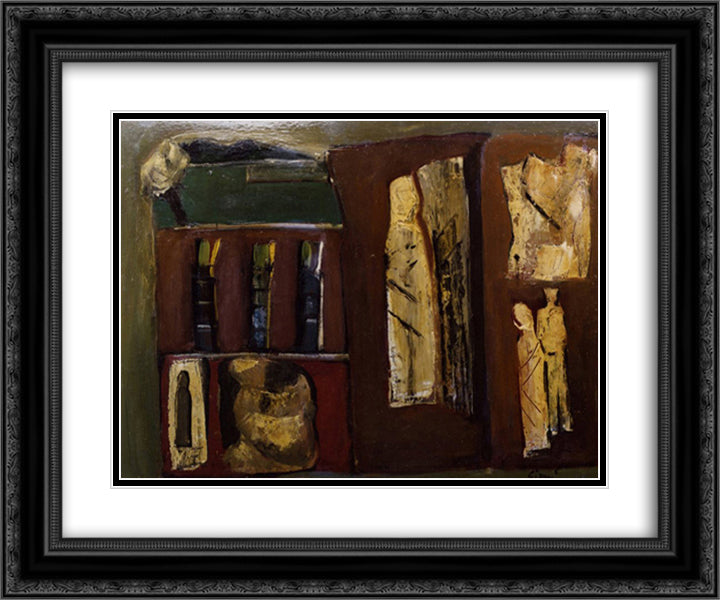 Untitled 24x20 Black Ornate Wood Framed Art Print Poster with Double Matting by Sironi, Mario