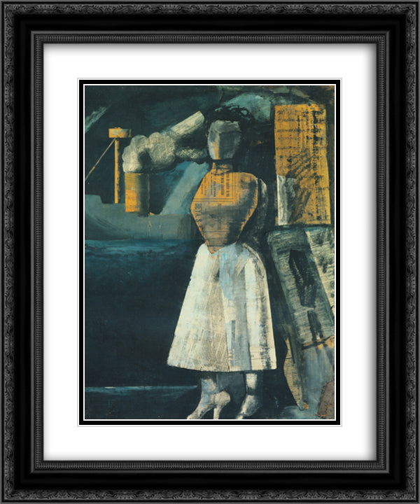 Venus of the ports 20x24 Black Ornate Wood Framed Art Print Poster with Double Matting by Sironi, Mario