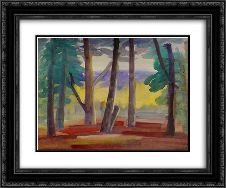 Landscape 24x20 Black Ornate Wood Framed Art Print Poster with Double Matting by Zanini, Mario