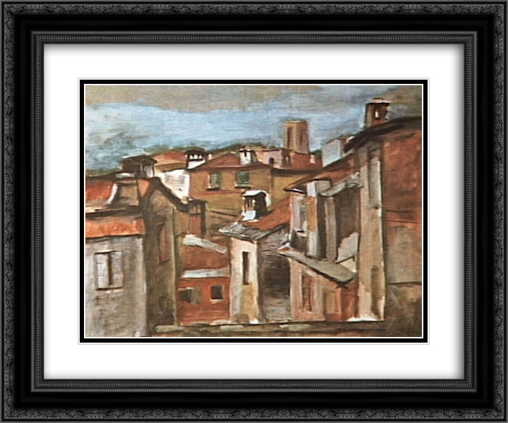Lerici 24x20 Black Ornate Wood Framed Art Print Poster with Double Matting by Zanini, Mario