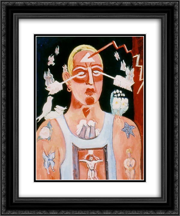 Sustained Comedy 20x24 Black Ornate Wood Framed Art Print Poster with Double Matting by Hartley, Marsden