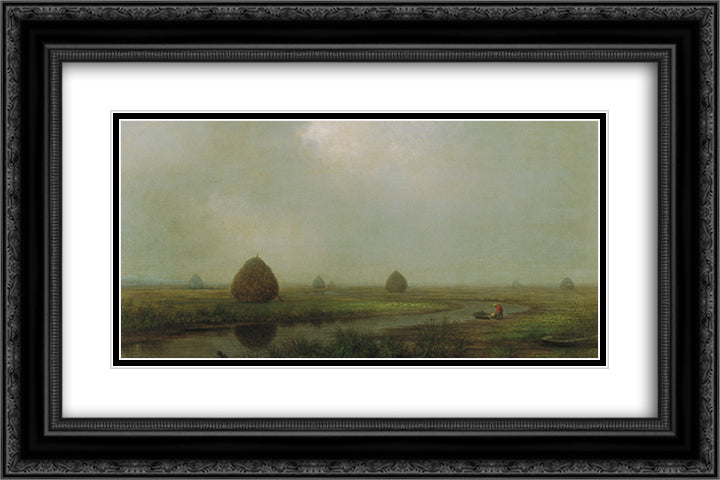 Jersey Marshes 24x16 Black Ornate Wood Framed Art Print Poster with Double Matting by Heade, Martin Johnson
