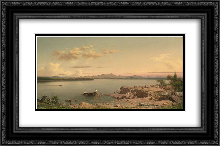 Lake George 24x16 Black Ornate Wood Framed Art Print Poster with Double Matting by Heade, Martin Johnson