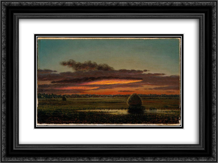 Sunset Over the Marshes 24x18 Black Ornate Wood Framed Art Print Poster with Double Matting by Heade, Martin Johnson