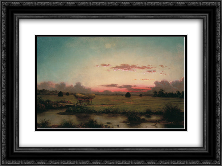 The Marshes at Rhode Island 24x18 Black Ornate Wood Framed Art Print Poster with Double Matting by Heade, Martin Johnson