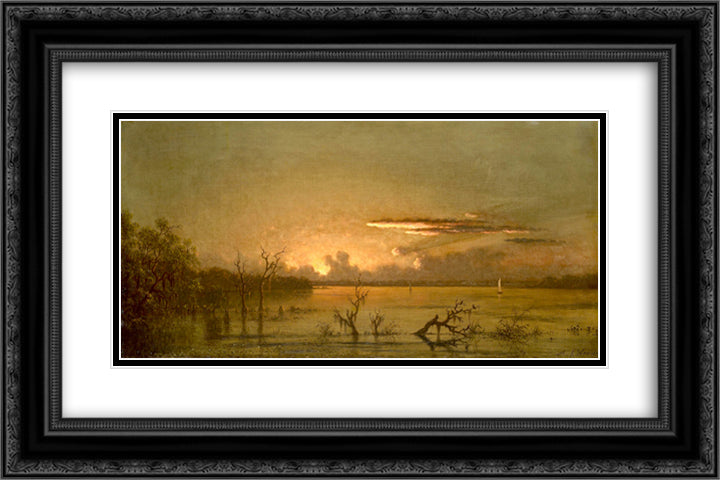 Twilight on the St. Johns River 24x16 Black Ornate Wood Framed Art Print Poster with Double Matting by Heade, Martin Johnson
