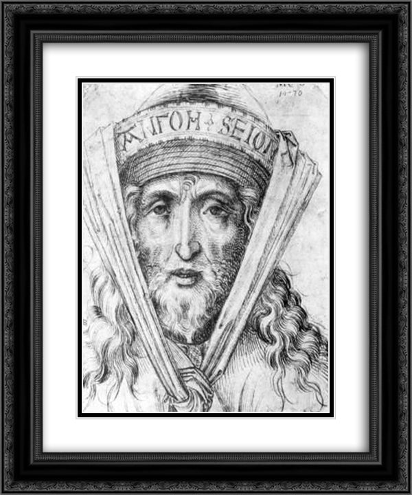 Head of a high priest 20x24 Black Ornate Wood Framed Art Print Poster with Double Matting by Schongauer, Martin