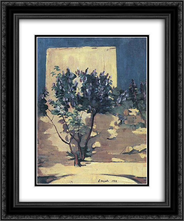 A lilac bush 20x24 Black Ornate Wood Framed Art Print Poster with Double Matting by Saryan, Martiros