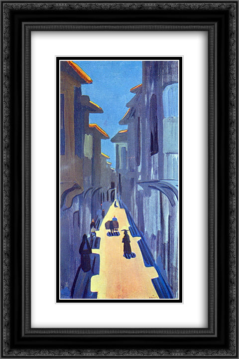 A street. Noon. 16x24 Black Ornate Wood Framed Art Print Poster with Double Matting by Saryan, Martiros