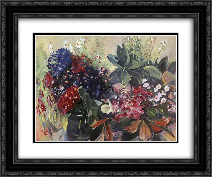 Anniversary flowers 24x20 Black Ornate Wood Framed Art Print Poster with Double Matting by Saryan, Martiros