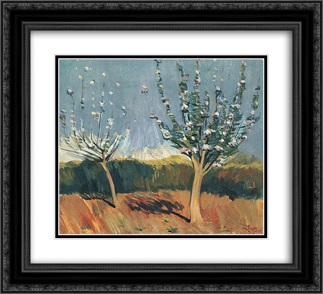Apple trees in blossom 22x20 Black Ornate Wood Framed Art Print Poster with Double Matting by Saryan, Martiros