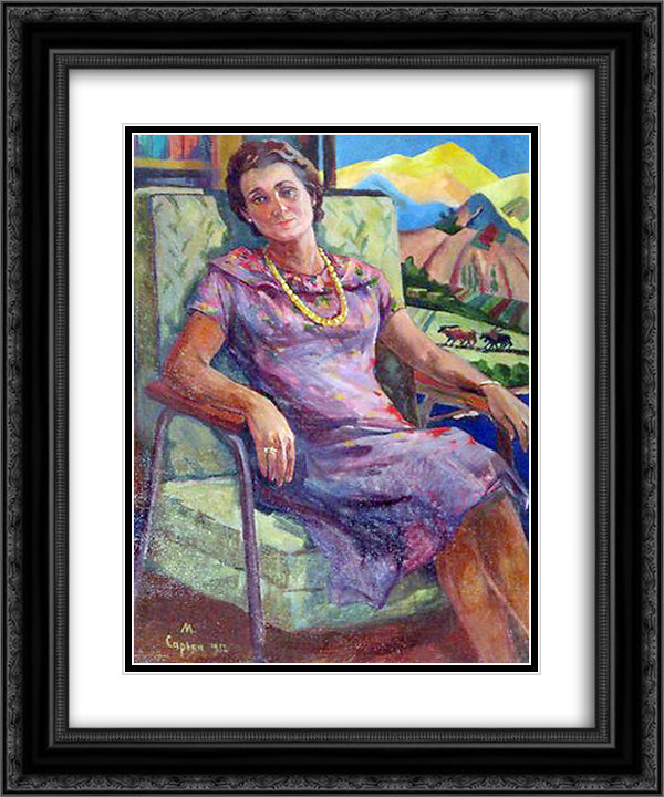 Female portrait 20x24 Black Ornate Wood Framed Art Print Poster with Double Matting by Saryan, Martiros