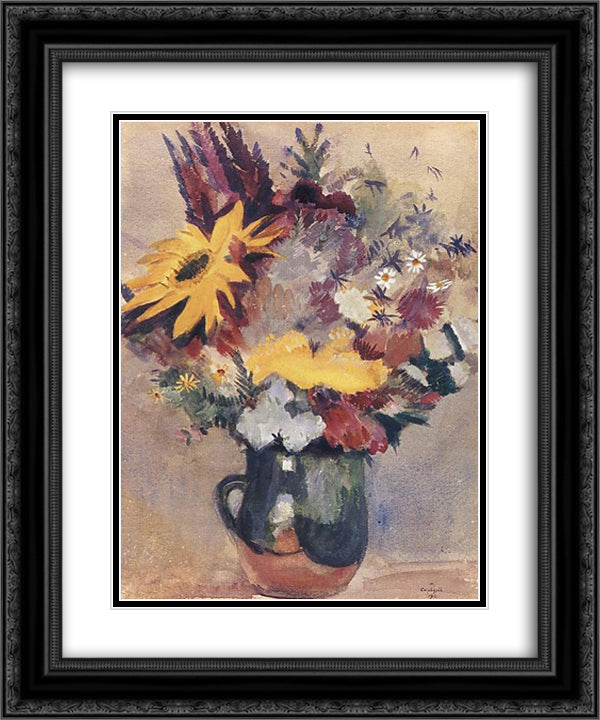 Flowers 20x24 Black Ornate Wood Framed Art Print Poster with Double Matting by Saryan, Martiros
