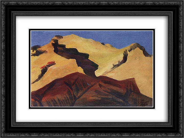 Gohtan mountains 24x18 Black Ornate Wood Framed Art Print Poster with Double Matting by Saryan, Martiros