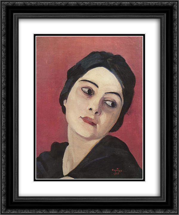 Head of the girl 20x24 Black Ornate Wood Framed Art Print Poster with Double Matting by Saryan, Martiros