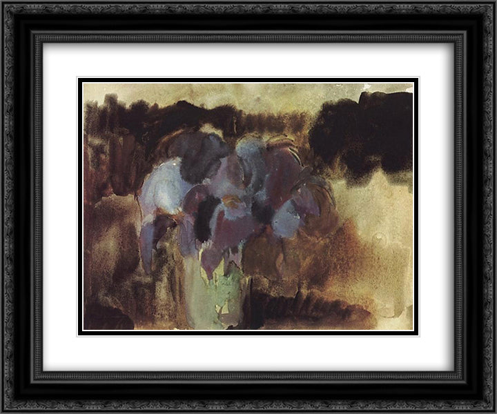 Irises 24x20 Black Ornate Wood Framed Art Print Poster with Double Matting by Saryan, Martiros