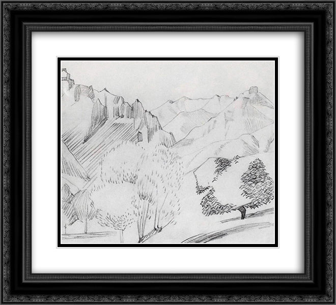 Landscape in Kalaki (Gohtan) 22x20 Black Ornate Wood Framed Art Print Poster with Double Matting by Saryan, Martiros