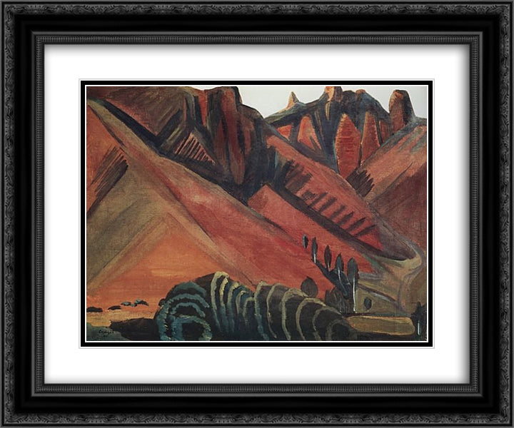 Landscape with mountains. Surb Khach rocks. Gohtan. 24x20 Black Ornate Wood Framed Art Print Poster with Double Matting by Saryan, Martiros