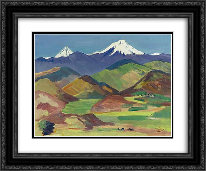 Mount Ararat 24x20 Black Ornate Wood Framed Art Print Poster with Double Matting by Saryan, Martiros