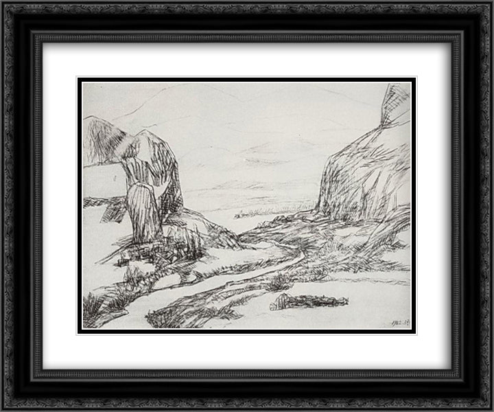 Mountain gave 24x20 Black Ornate Wood Framed Art Print Poster with Double Matting by Saryan, Martiros