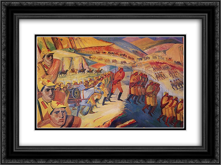 Mountainous march of armenian units 24x18 Black Ornate Wood Framed Art Print Poster with Double Matting by Saryan, Martiros