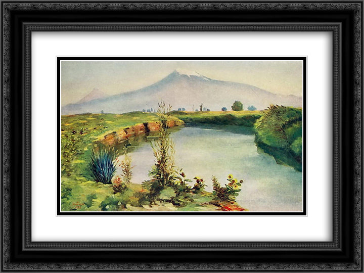 Noon 24x18 Black Ornate Wood Framed Art Print Poster with Double Matting by Saryan, Martiros