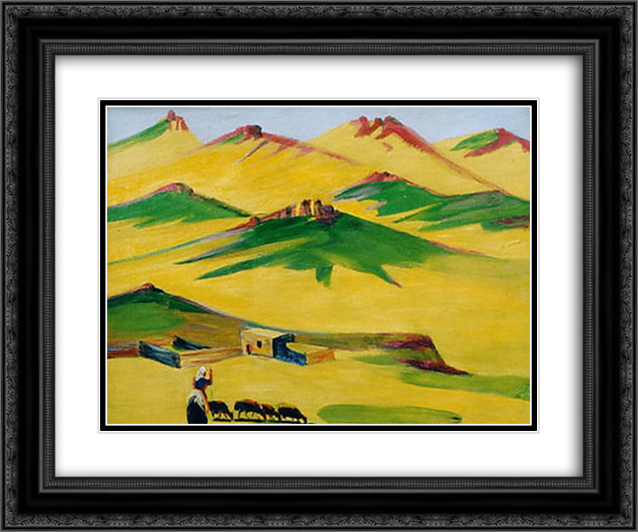 Notable day in the mountains 24x20 Black Ornate Wood Framed Art Print Poster with Double Matting by Saryan, Martiros