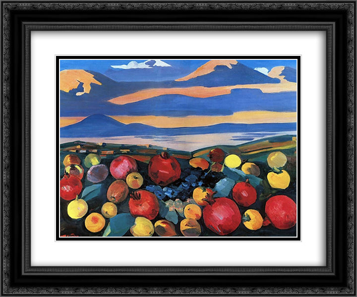 October in Yerevan 24x20 Black Ornate Wood Framed Art Print Poster with Double Matting by Saryan, Martiros