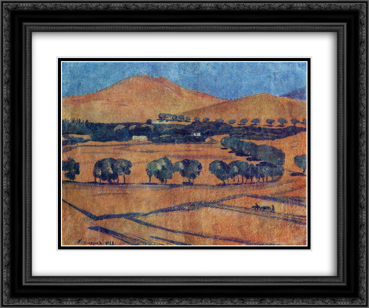 On the mountain slopes 24x20 Black Ornate Wood Framed Art Print Poster with Double Matting by Saryan, Martiros