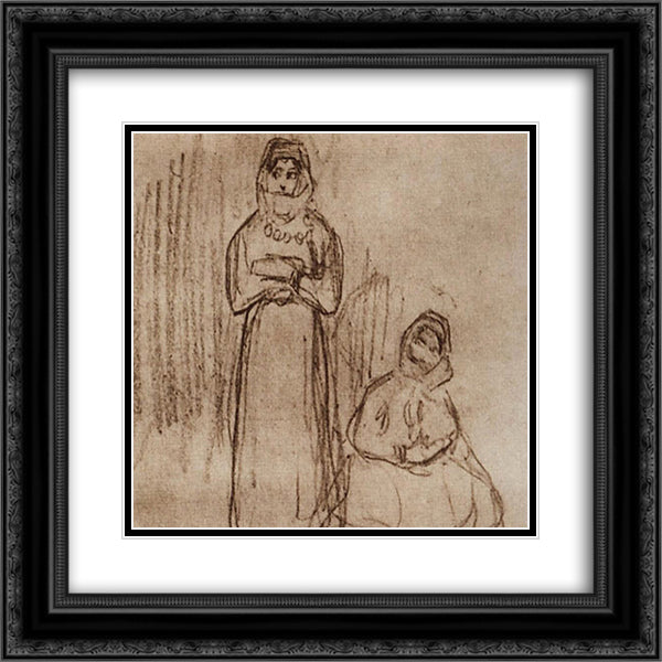 Peasants 20x20 Black Ornate Wood Framed Art Print Poster with Double Matting by Saryan, Martiros