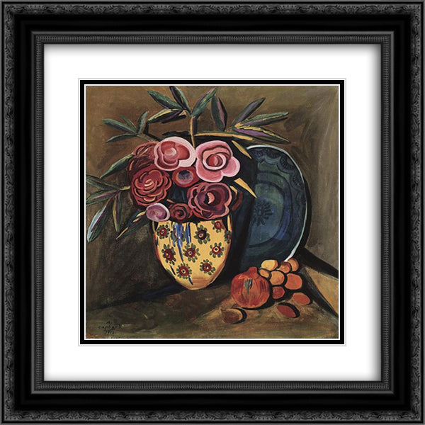 Peonies 20x20 Black Ornate Wood Framed Art Print Poster with Double Matting by Saryan, Martiros