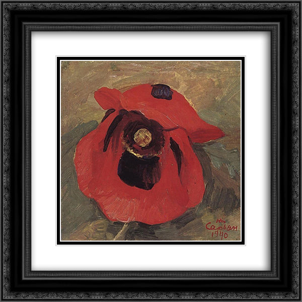 Poppy 20x20 Black Ornate Wood Framed Art Print Poster with Double Matting by Saryan, Martiros