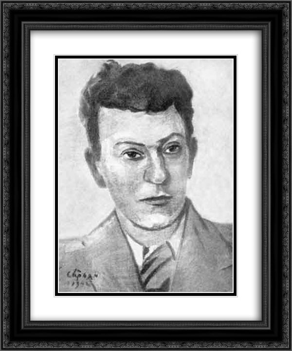 Portrait of A. I. Alikhanov 20x24 Black Ornate Wood Framed Art Print Poster with Double Matting by Saryan, Martiros
