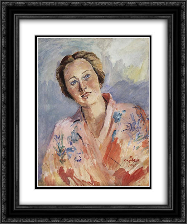 Portrait of a ballerina Galina Ulanova 20x24 Black Ornate Wood Framed Art Print Poster with Double Matting by Saryan, Martiros