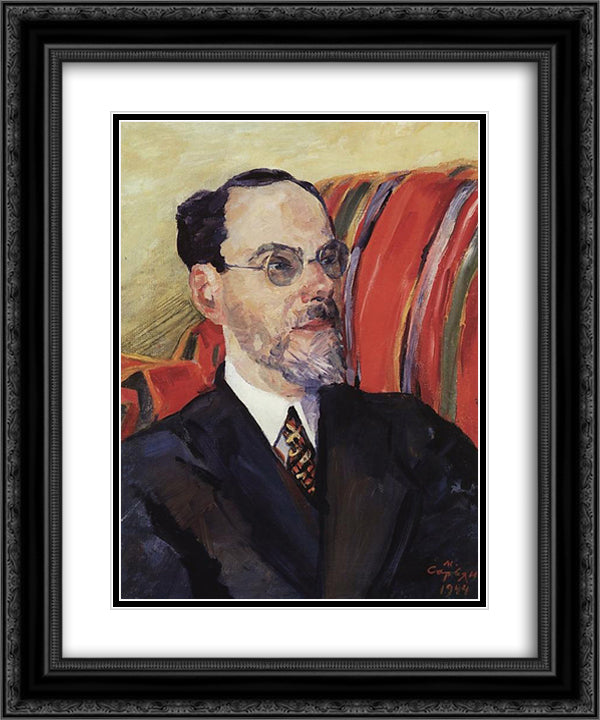 Portrait of an art critic Abram Efros 20x24 Black Ornate Wood Framed Art Print Poster with Double Matting by Saryan, Martiros