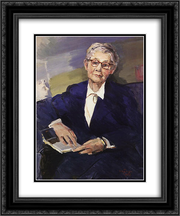 Portrait of art critic Lydia Durnovo 20x24 Black Ornate Wood Framed Art Print Poster with Double Matting by Saryan, Martiros