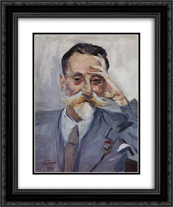 Portrait of conductor Constantine Sarajev 20x24 Black Ornate Wood Framed Art Print Poster with Double Matting by Saryan, Martiros