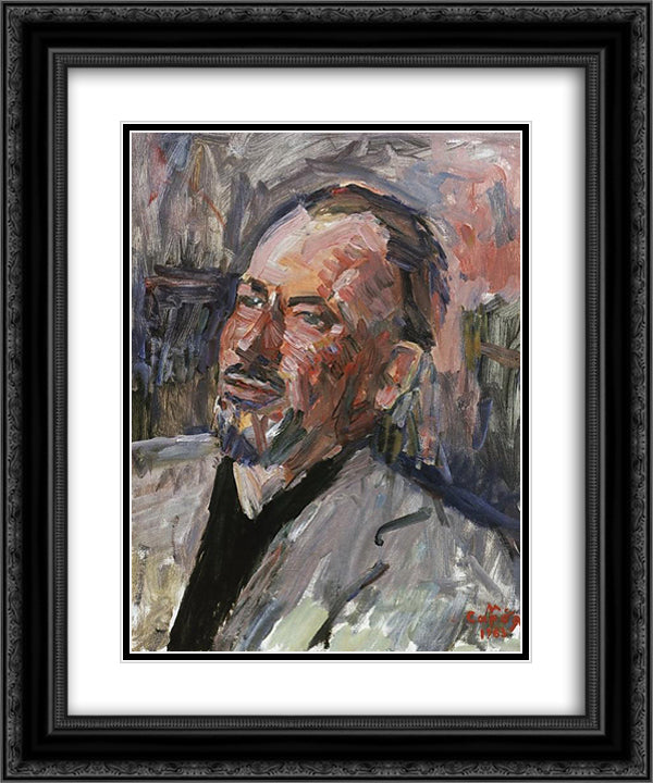 Portrait of John Steinbeck 20x24 Black Ornate Wood Framed Art Print Poster with Double Matting by Saryan, Martiros