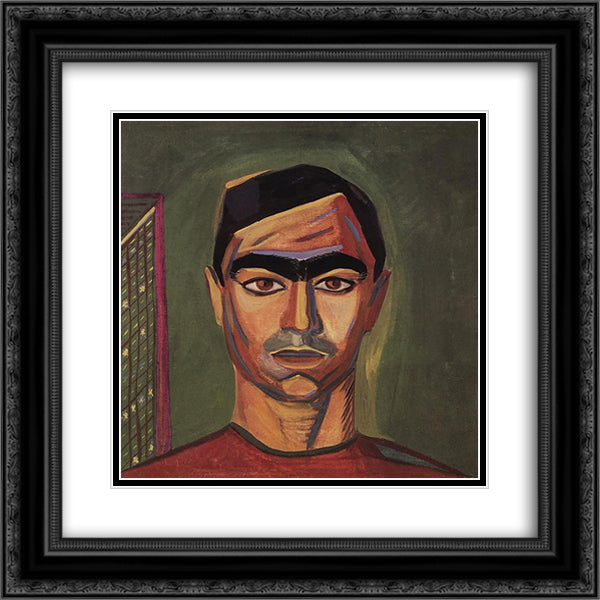 Portrait of Mnatsakan Gyulnazaryan 20x20 Black Ornate Wood Framed Art Print Poster with Double Matting by Saryan, Martiros