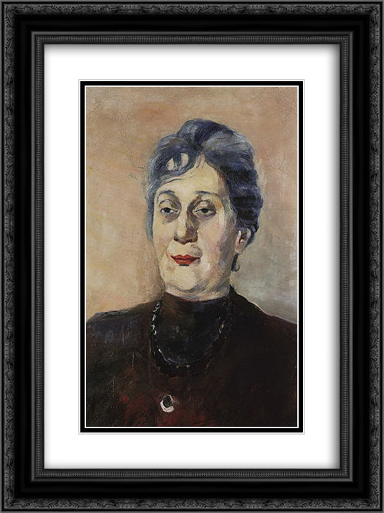 Portrait of poet Anna Akhmatova 18x24 Black Ornate Wood Framed Art Print Poster with Double Matting by Saryan, Martiros