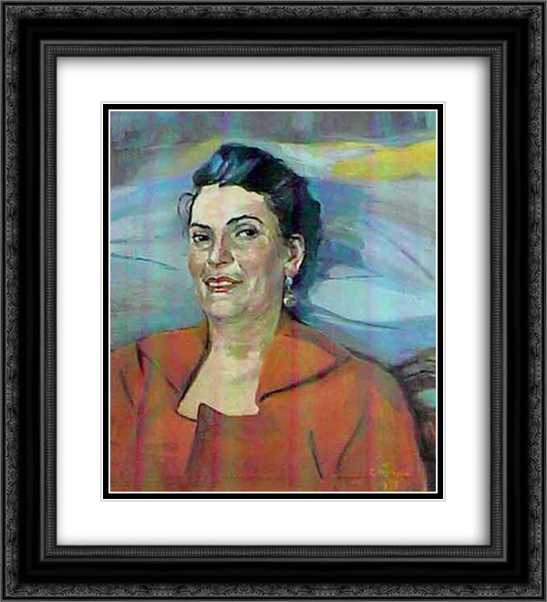 Portrait of the actress Pastuhova 20x22 Black Ornate Wood Framed Art Print Poster with Double Matting by Saryan, Martiros