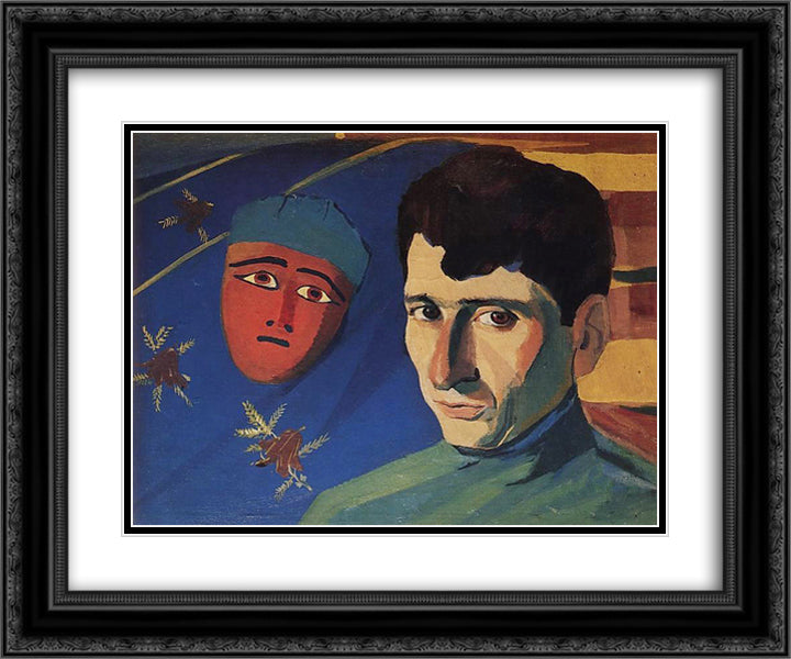 Portrait of the poet Yeghishe Charents 24x20 Black Ornate Wood Framed Art Print Poster with Double Matting by Saryan, Martiros