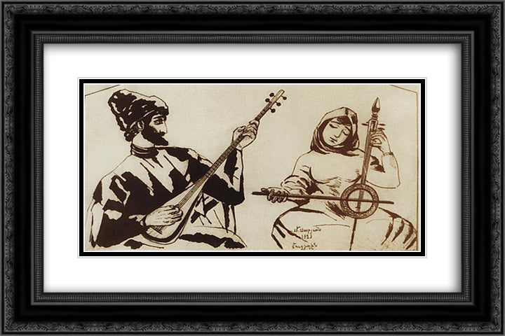Sayat Nova 24x16 Black Ornate Wood Framed Art Print Poster with Double Matting by Saryan, Martiros