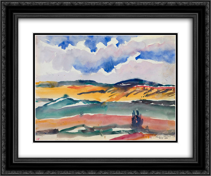 Scene from the Train Window 24x20 Black Ornate Wood Framed Art Print Poster with Double Matting by Saryan, Martiros