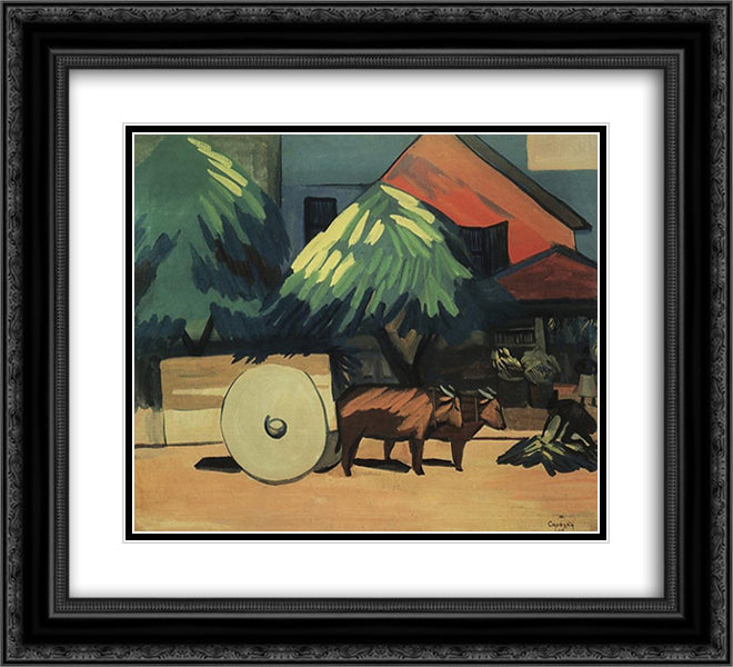 Seller of greens 22x20 Black Ornate Wood Framed Art Print Poster with Double Matting by Saryan, Martiros