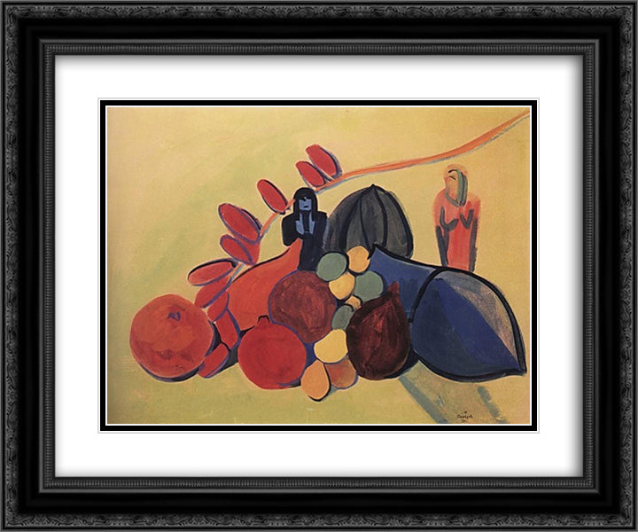 Still life.Fruits. 24x20 Black Ornate Wood Framed Art Print Poster with Double Matting by Saryan, Martiros