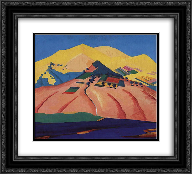Sunny landscape 22x20 Black Ornate Wood Framed Art Print Poster with Double Matting by Saryan, Martiros