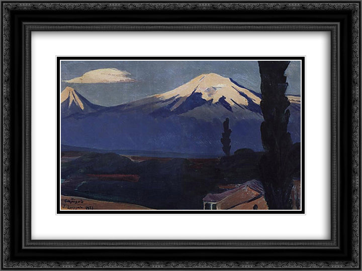 Sunrise over Ararat 24x18 Black Ornate Wood Framed Art Print Poster with Double Matting by Saryan, Martiros