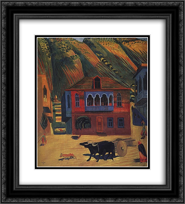 The day 20x22 Black Ornate Wood Framed Art Print Poster with Double Matting by Saryan, Martiros